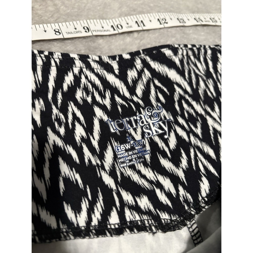 Terra & Sky Nomadic Herringbone Black White High Rise Fitted Leggings 1X 16W 18W - Picture 7 of 9